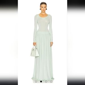 Green Pleated A-Line Maxi Dress for Cocktail